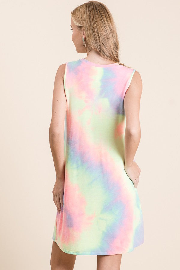 Sleeveless Tie Dye Knit Dress