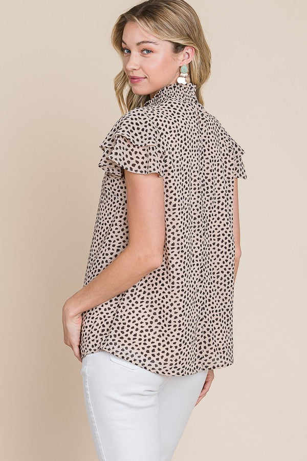 Dalmatian Print Short Sleeve Blouse