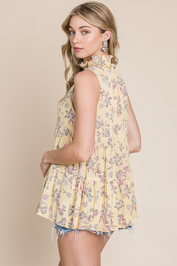 Floral Print Sleeveless Flowy Top