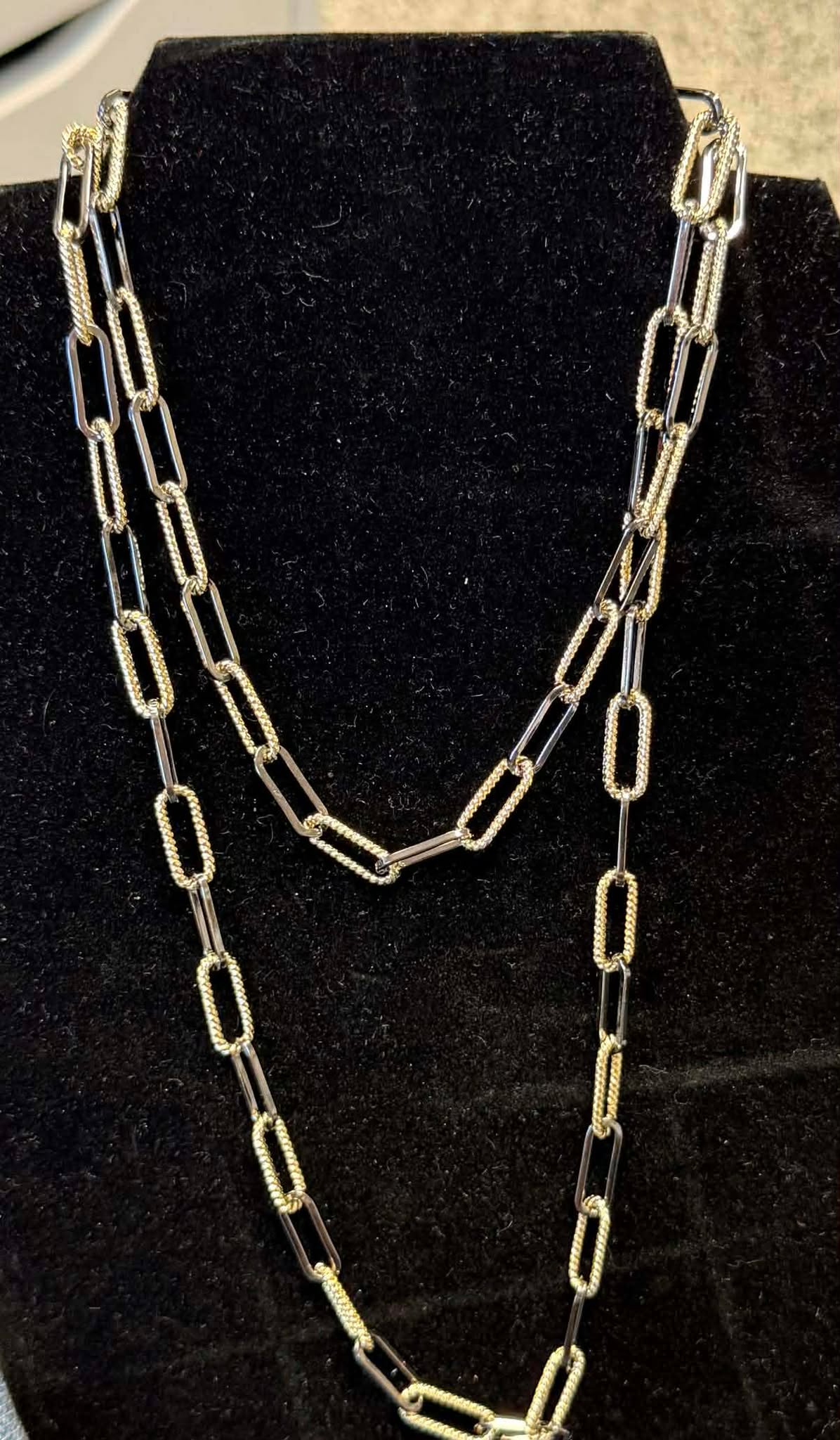 35" Paper Clip Necklace - Black / Gold