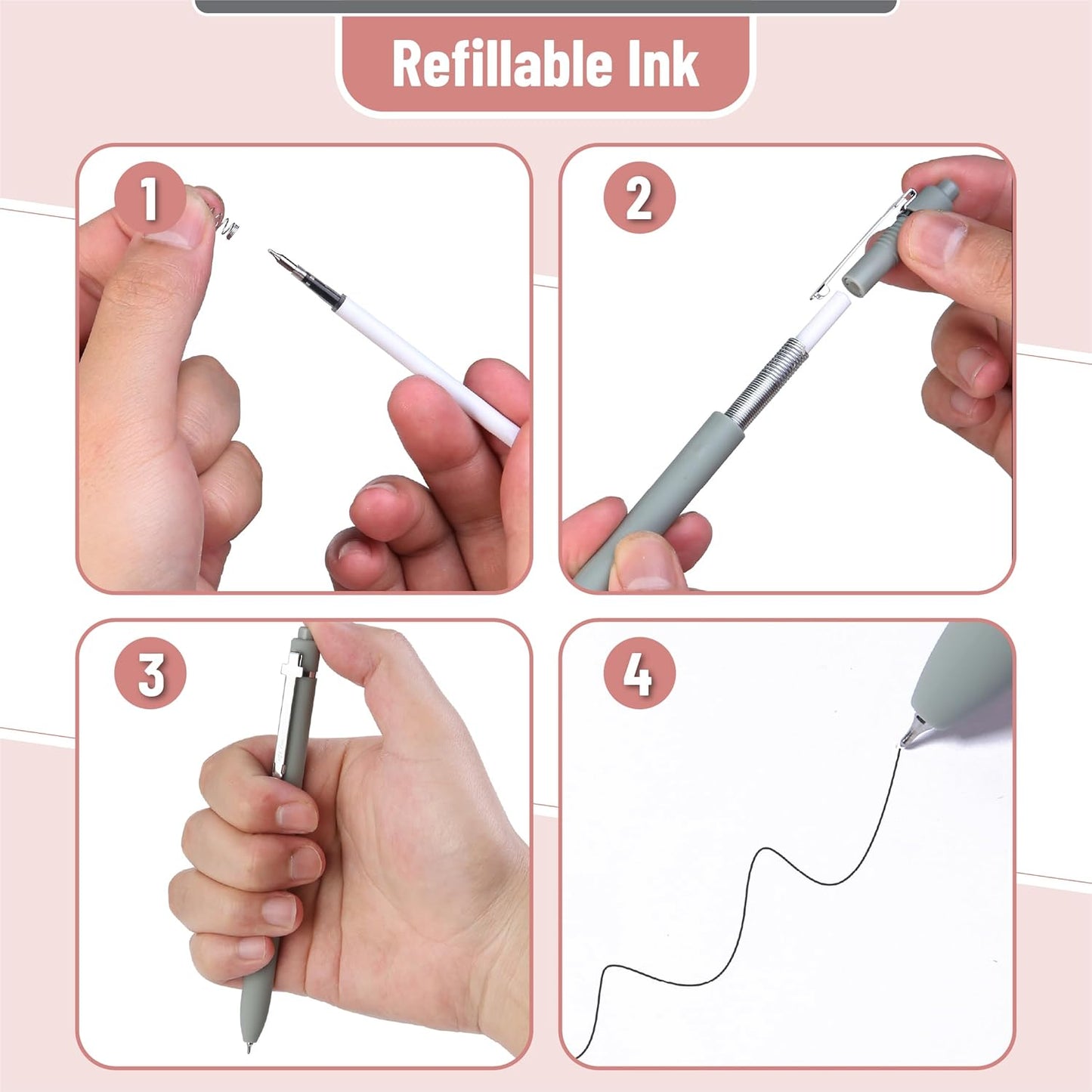 Retractable Gel Pens - Black Ink