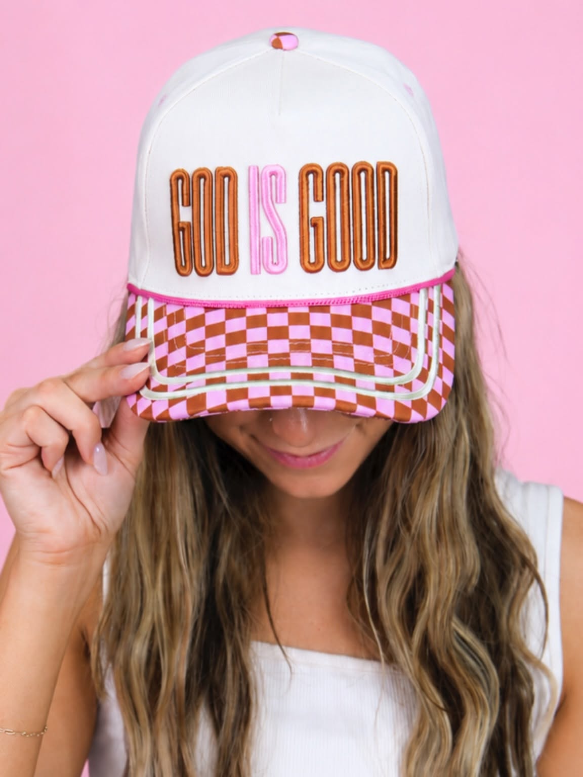 "God Is Good" - Checkered Bill Hat