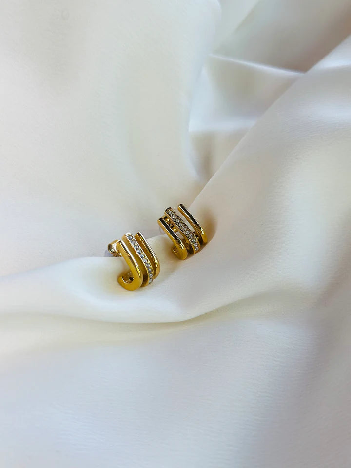 SADIE Dainty Triple Strand with CZ Earrings