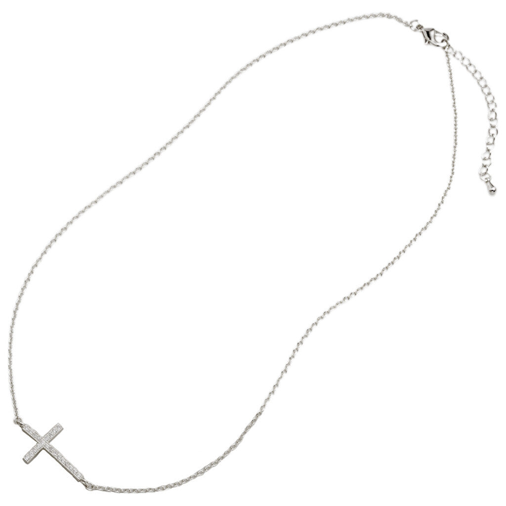 SILVER SIDEWAYS CZ CROSS