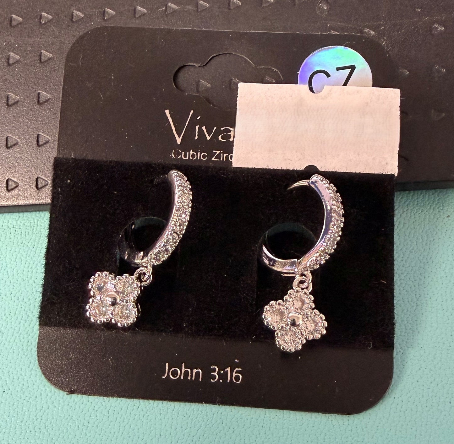 CZ Clover Dangle Earrings