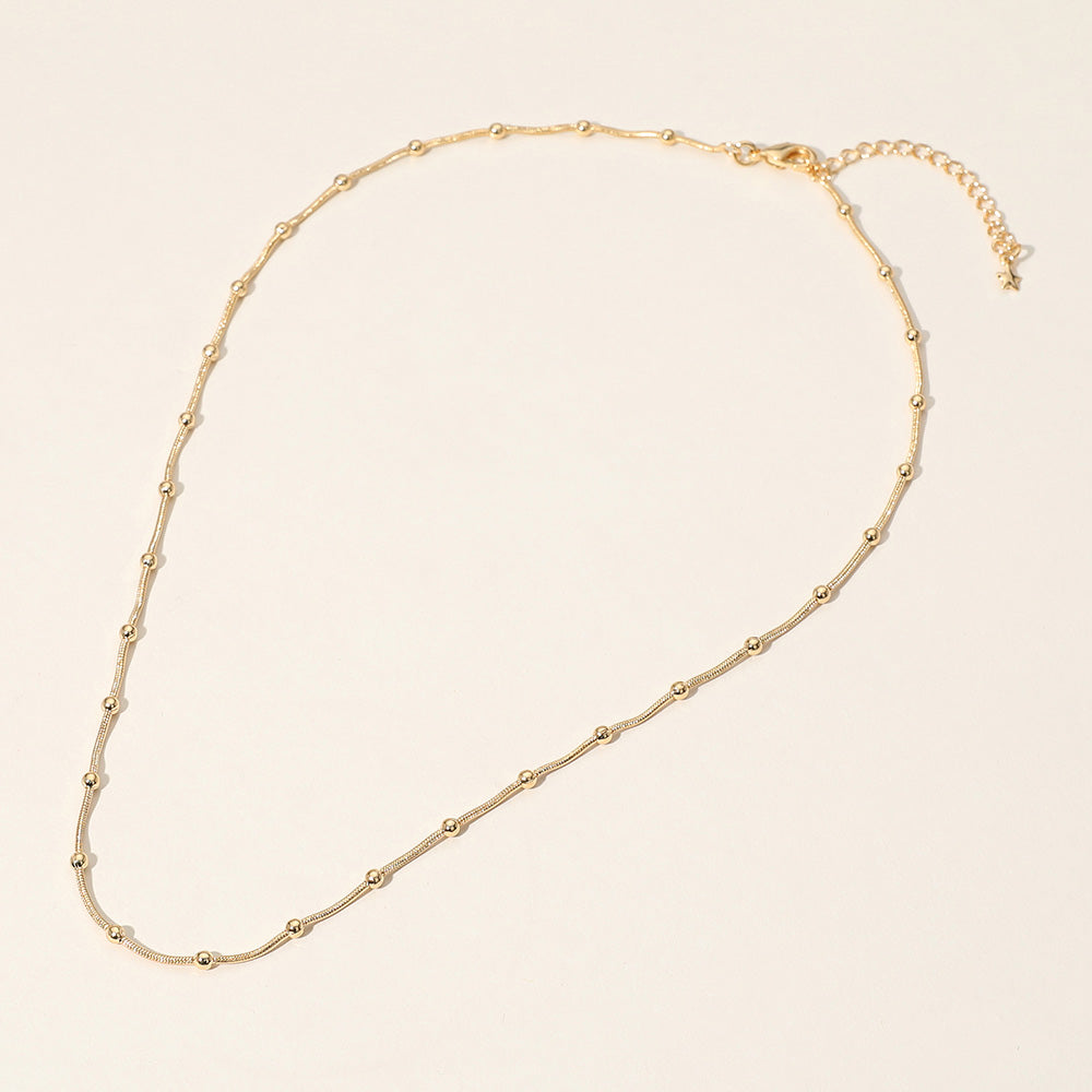 18K Filled Hypo Box Chain with Small Bead - GOLD
