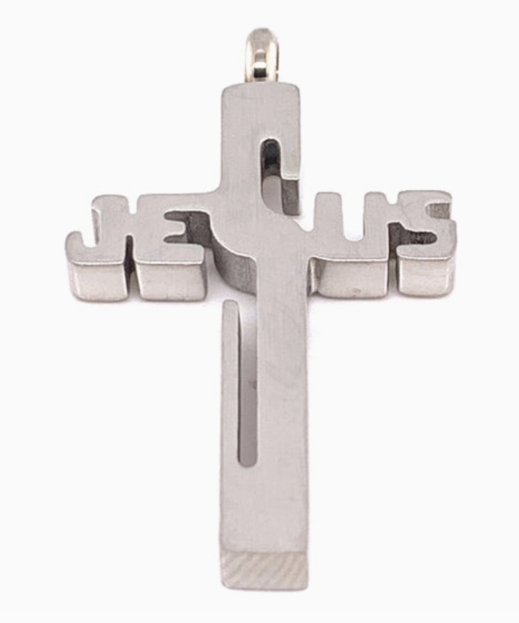 Jesus Cross Stainless w/18" Rolo Chain