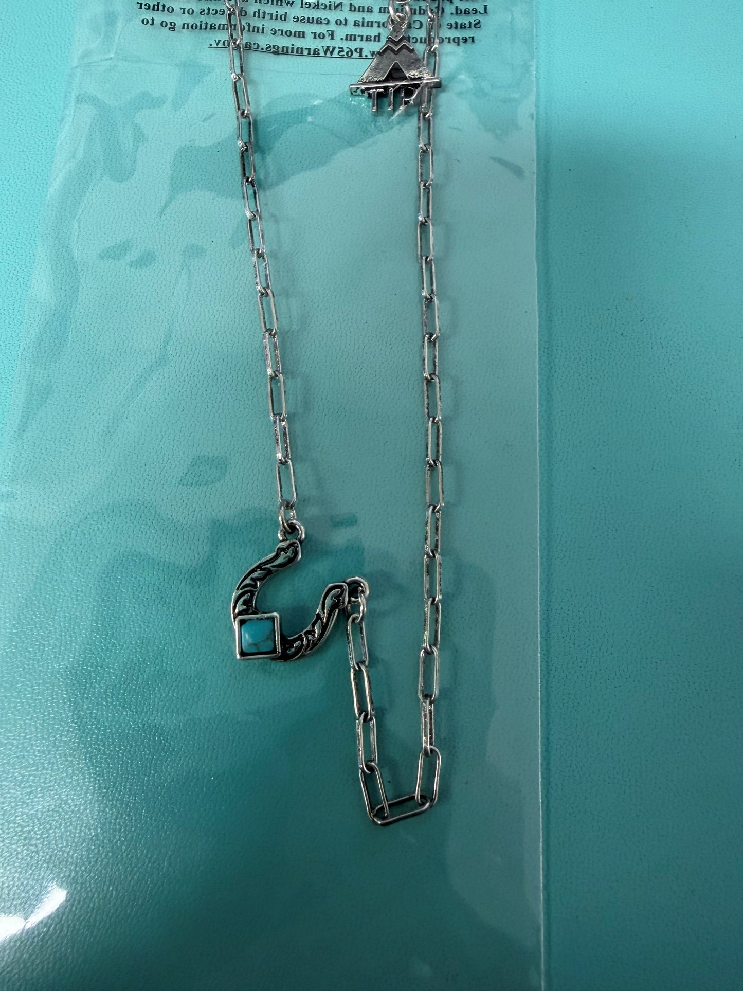 Necklace with Turquoise Horse Show Connector Pendant - SILVER