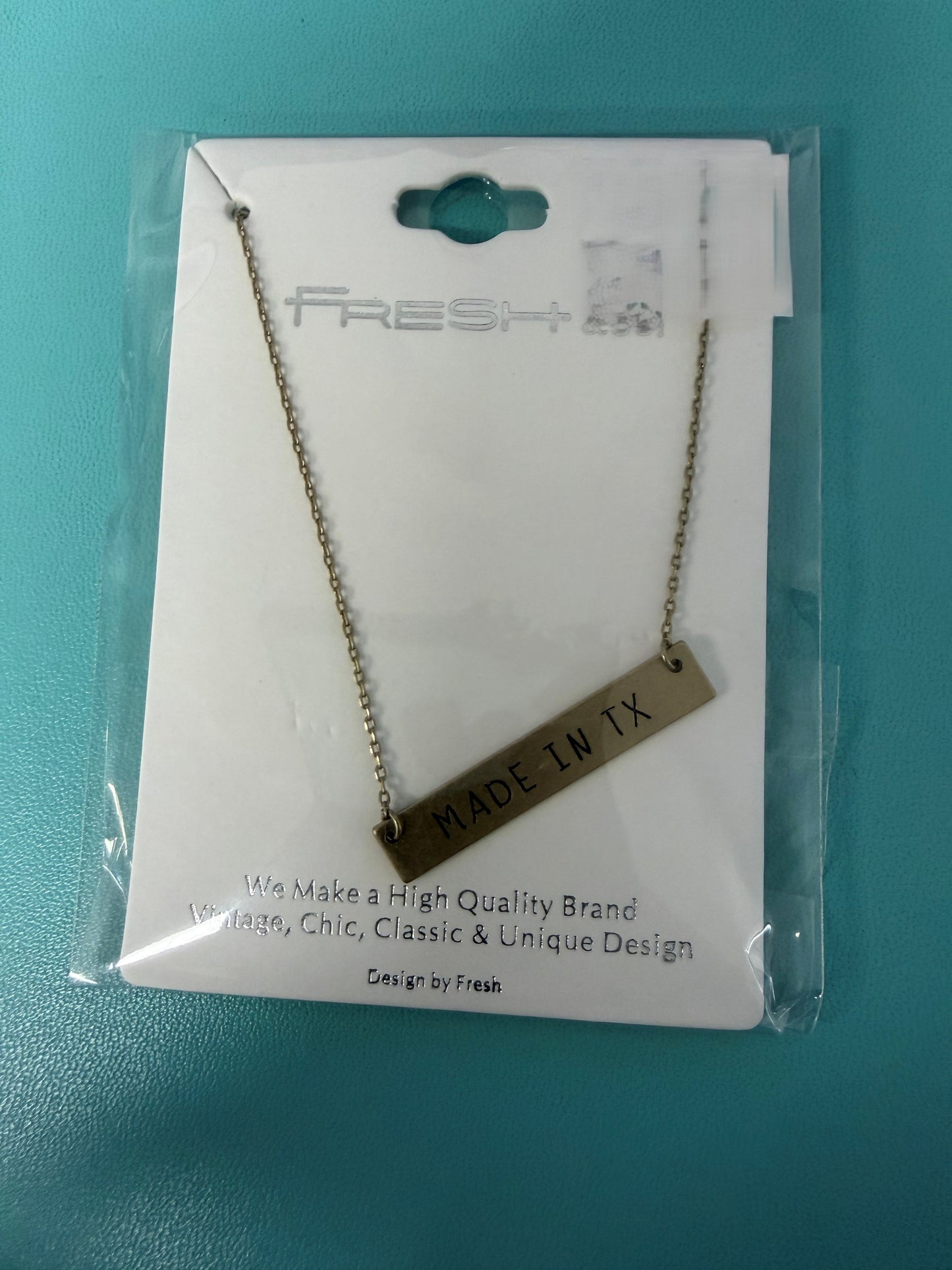 Necklace with "Made in TX" Connecter Pendant - GOLD MATTE