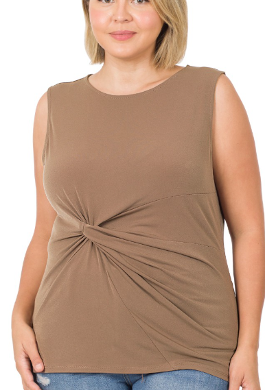 Front Knot Sleeveless Top 2X