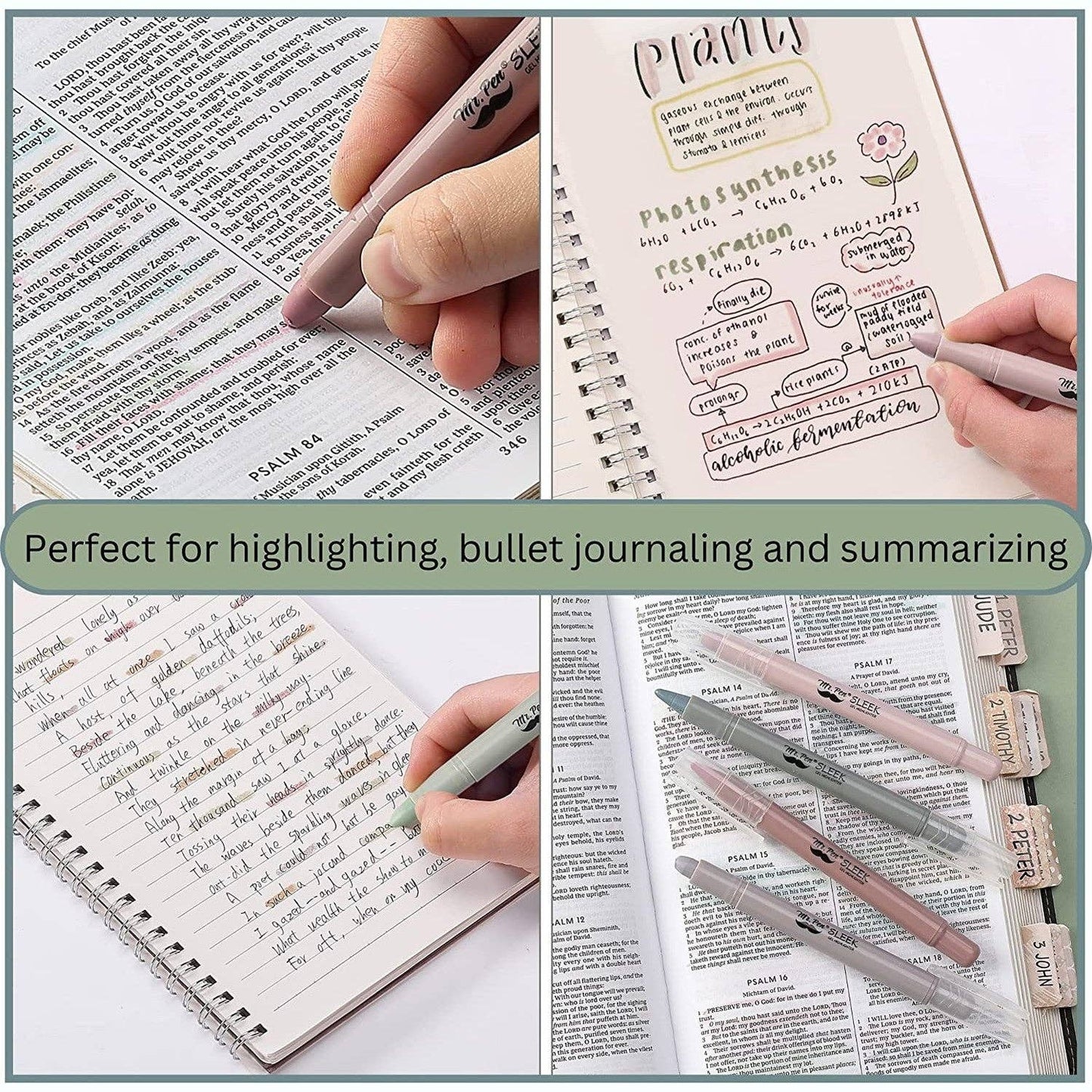 Gel Highlighters, 8 Pack, No-Bleed, Twist-Up Design, Sharpenable Tips, Smooth Glide, Perfect for Bible Pages