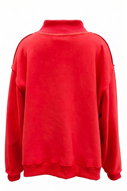 "MERRY" Embroidered Mock Neck Sweatshirt