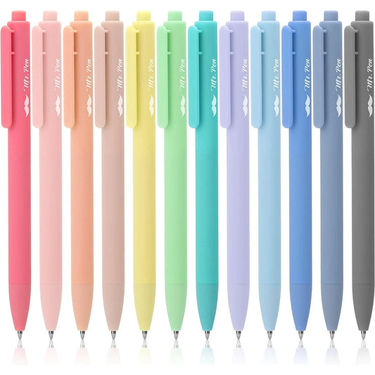 Retractable Gel Pens, 12 Pack, 0.7mm Fine Point, Assorted Colors