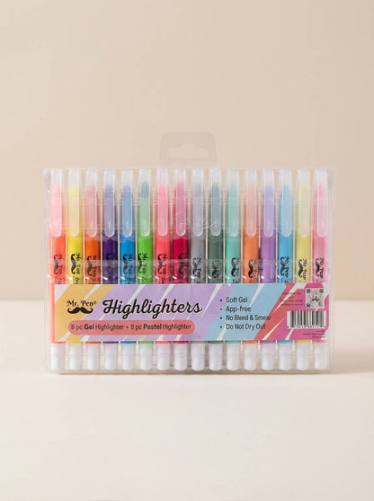 Mr. Pen No Bleed Gel Highlighter Set - 16 Colors