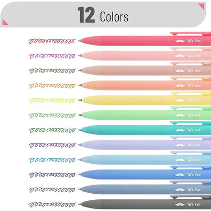 Retractable Gel Pens, 12 Pack, 0.7mm Fine Point, Assorted Colors