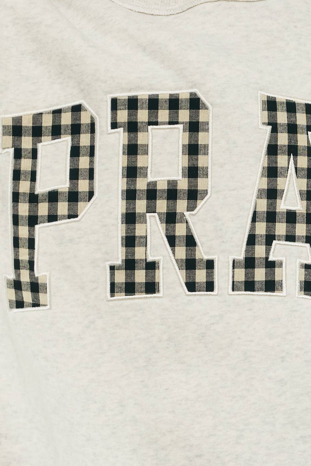 "PRAY" Gingham Applique Mock Neck Sweatshirt