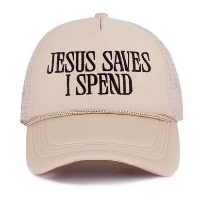 Jesus Saves I Spend Mesh Trucker