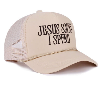 Jesus Saves I Spend Mesh Trucker