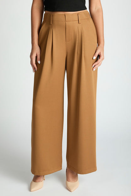 Plus Wide Leg Micro Waffle Textured Trousers
