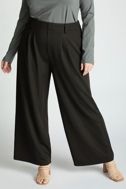 Plus Wide Leg Micro Waffle Textured Trousers
