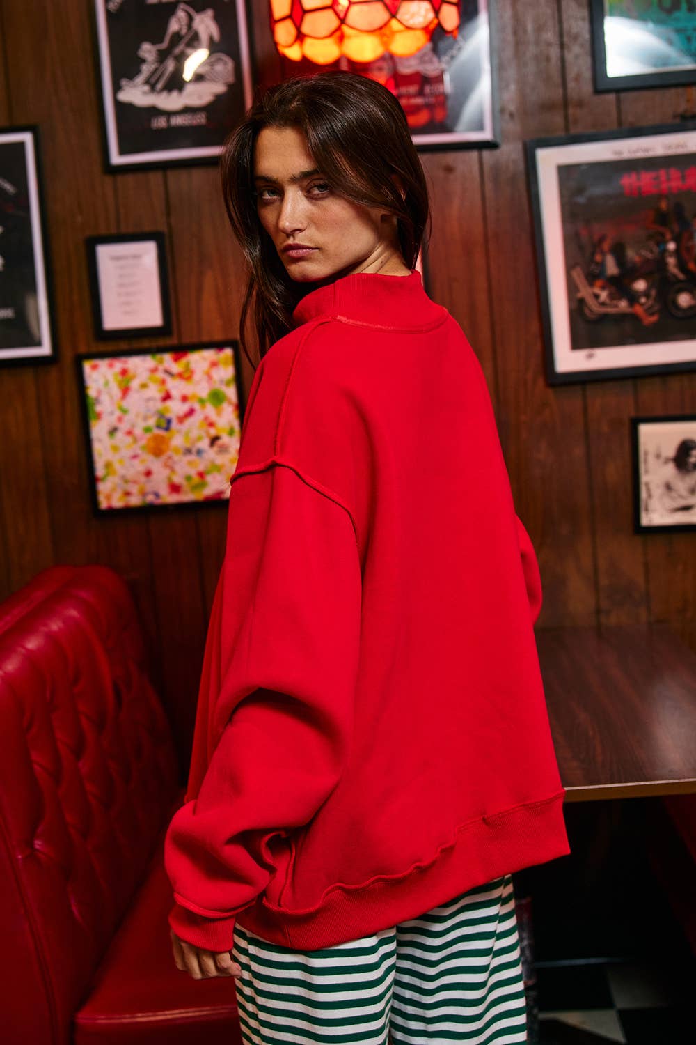 "MERRY" Embroidered Mock Neck Sweatshirt