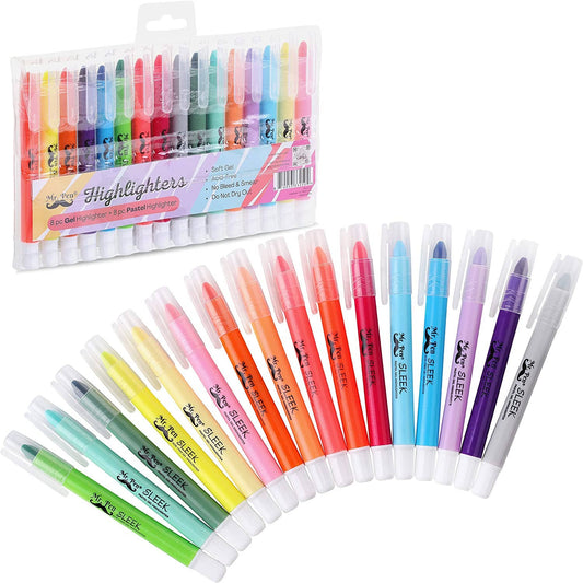 Mr. Pen No Bleed Gel Highlighter Set - 16 Colors