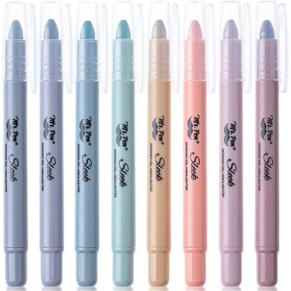 Gel Highlighters, 8 Pack, No-Bleed, Twist-Up Design, Sharpenable Tips, Smooth Glide, Perfect for Bible Pages