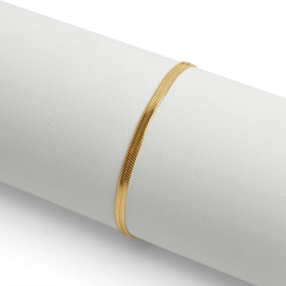 18K Gold Herringbone Chain Bracelet