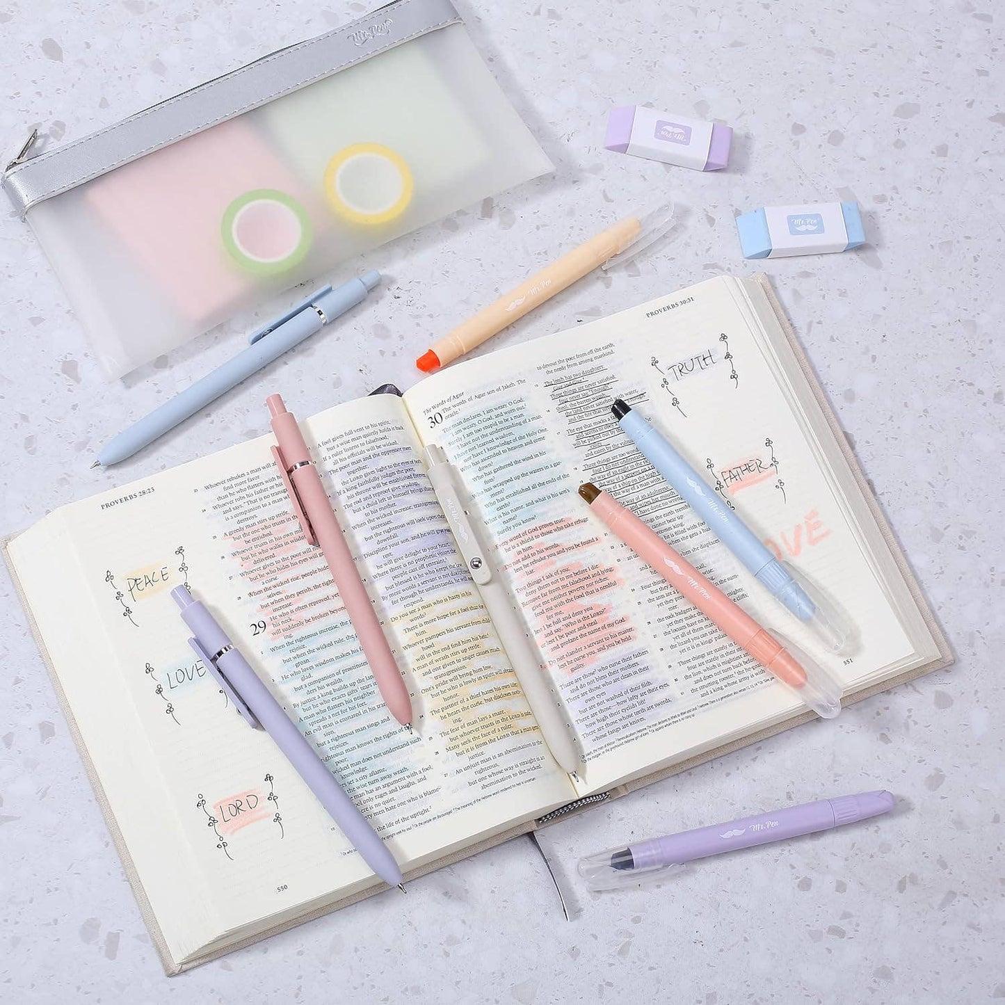 Mr. Pen 8-Pack Pastel Gel Highlighters and Pens