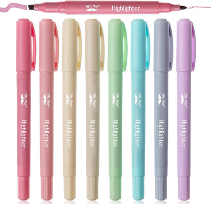 Dual Tip Highlighters, 8 Pack, Fine & Chisel Tip