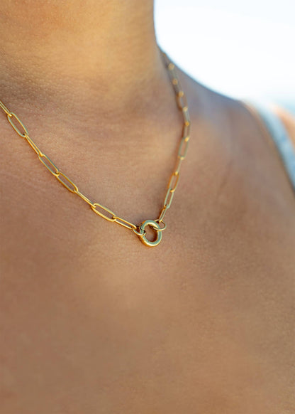 Stainless Steel Paperclip Carabiner Charm Holder Necklace