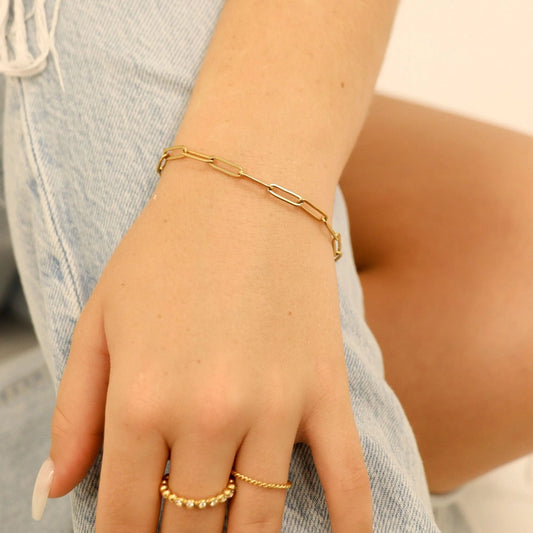 18K Gold Paperclip Chain Bracelet