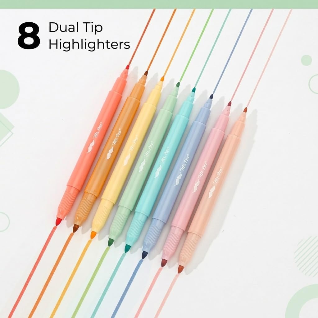 Dual Tip Bible Highlighters Set 8 Pcs