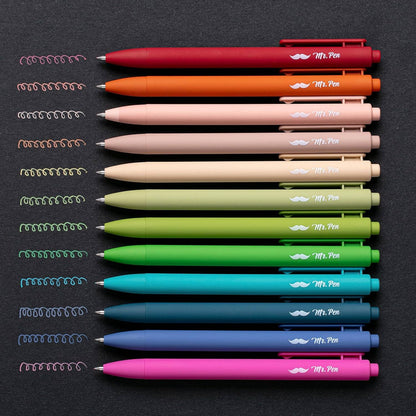 Cute 12-Pack Retractable Gel Pens with Colored Ink
