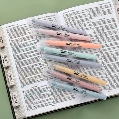Gel Highlighters, 8 Pack, No-Bleed, Twist-Up Design, Sharpenable Tips, Smooth Glide, Perfect for Bible Pages