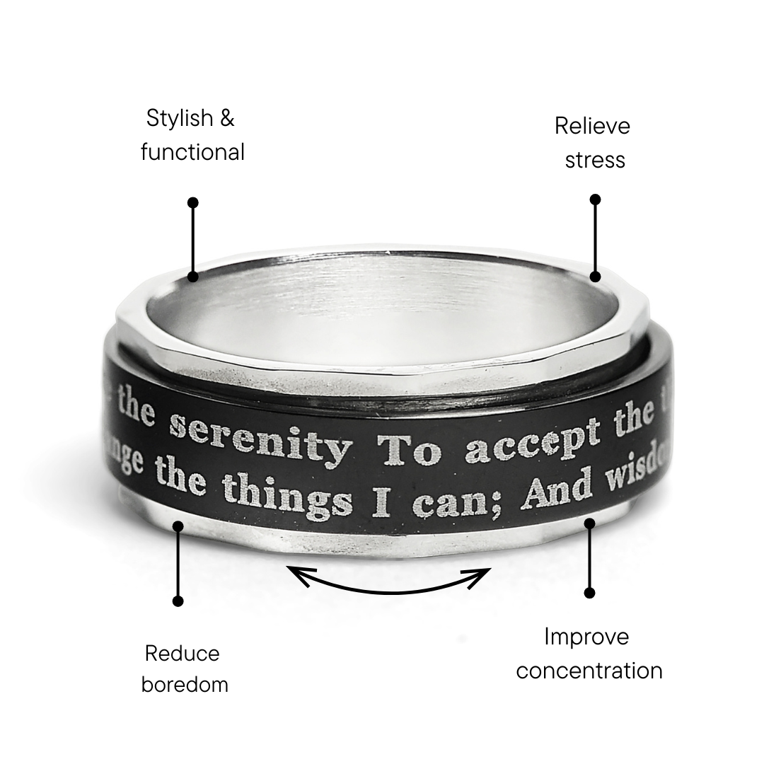 Highly Polished Stainless Steel Lord's Prayer Spinner Center Ring