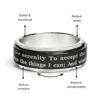 Highly Polished Stainless Steel Lord's Prayer Spinner Center Ring
