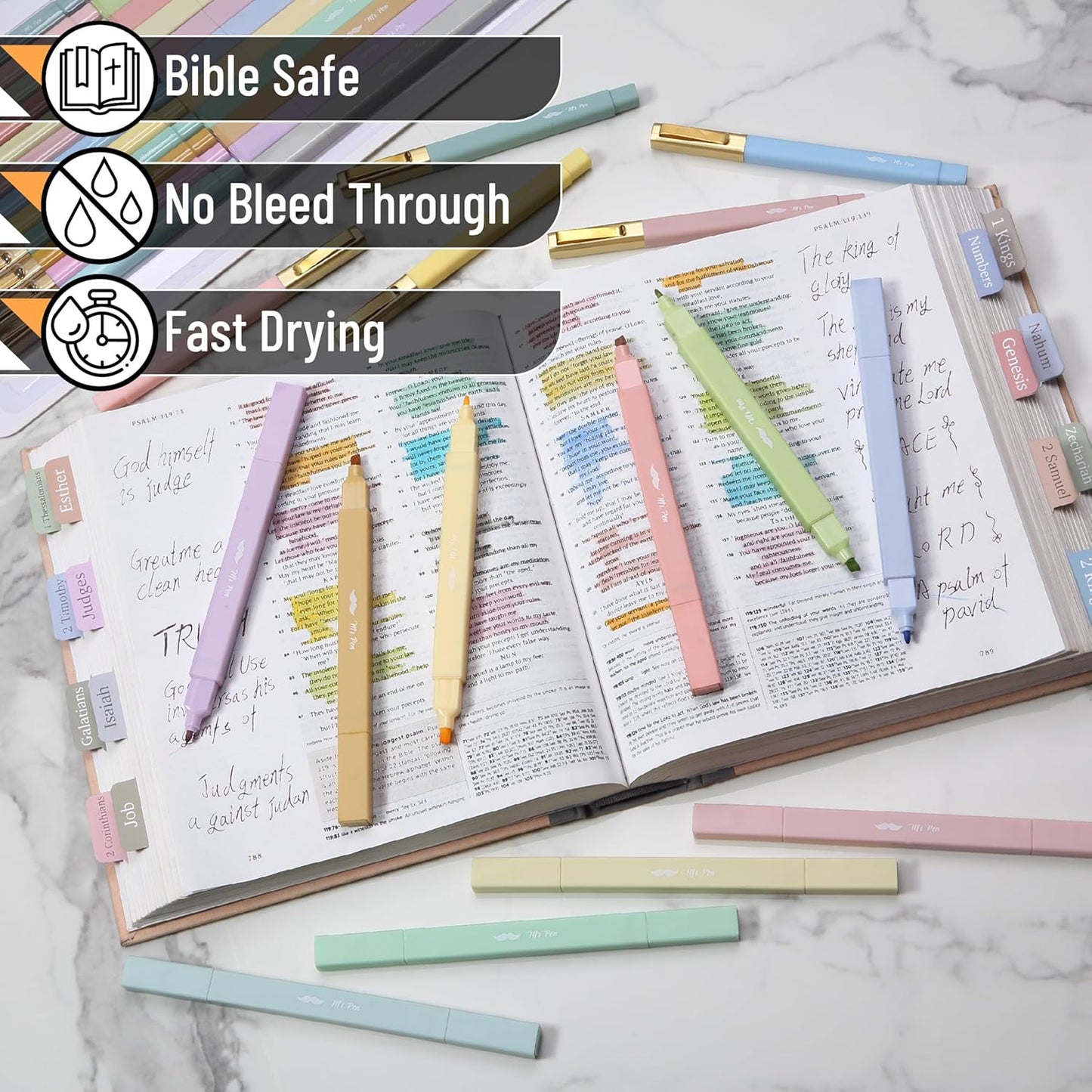 Dual Tip Aesthetic Highlighters and Ballpoint Pens Set 12 Pcs