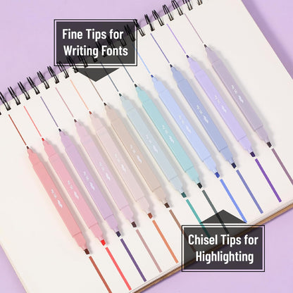 Dual Tip Aesthetic Bible Highlighters Set 12 Pcs
