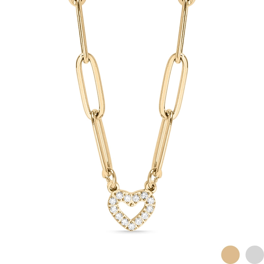 18K Gold Pvd Stainless Steel "Heart" Paperclip Necklace