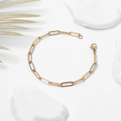18K Gold Paperclip Chain Bracelet
