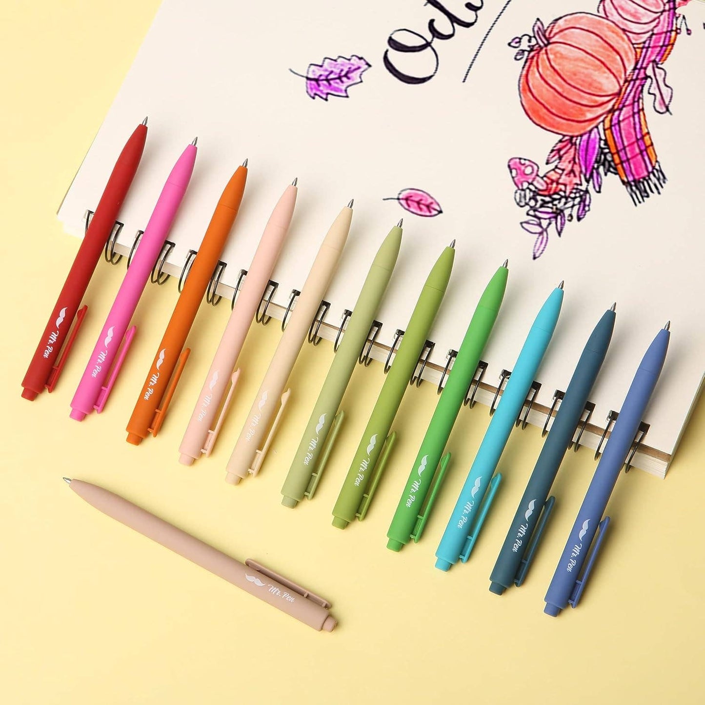 Cute 12-Pack Retractable Gel Pens with Colored Ink
