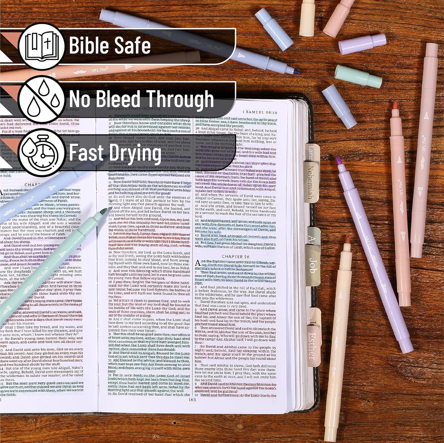 Dual Tip Aesthetic Bible Highlighters Set