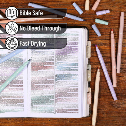 Dual Tip Aesthetic Bible Highlighters Set