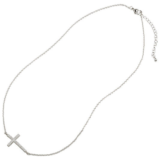 SILVER SIDEWAYS CZ CROSS