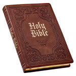 KJV Bible Thinline Large Print - Faux Leather and Thumb Index | Antique Brown