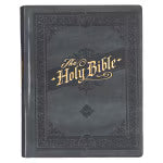 KJV Note Taking Bible Large Print - Faux Leather Hardcover | Iron Gray