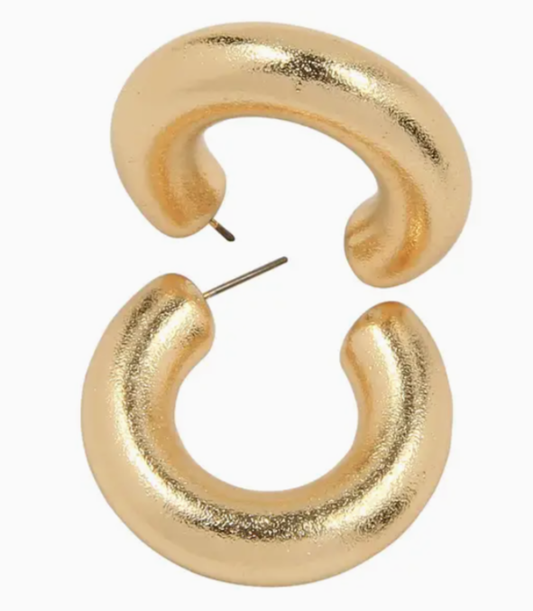 GOLD METAL TEXTURED HOOP, 1.5"