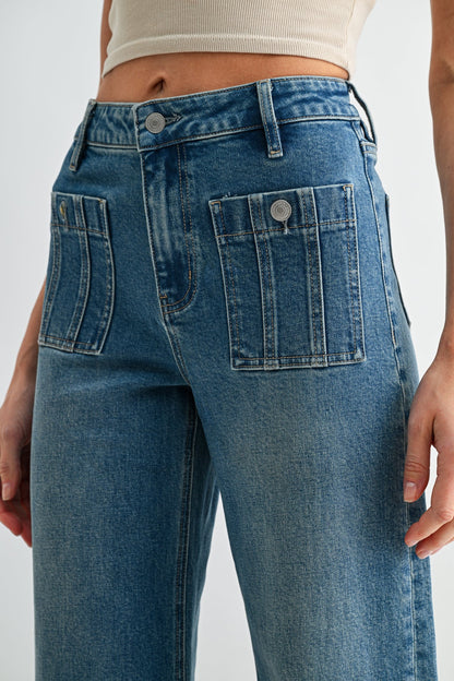 High Rise Wide Leg Crop Trouser Hem | Tangaroa