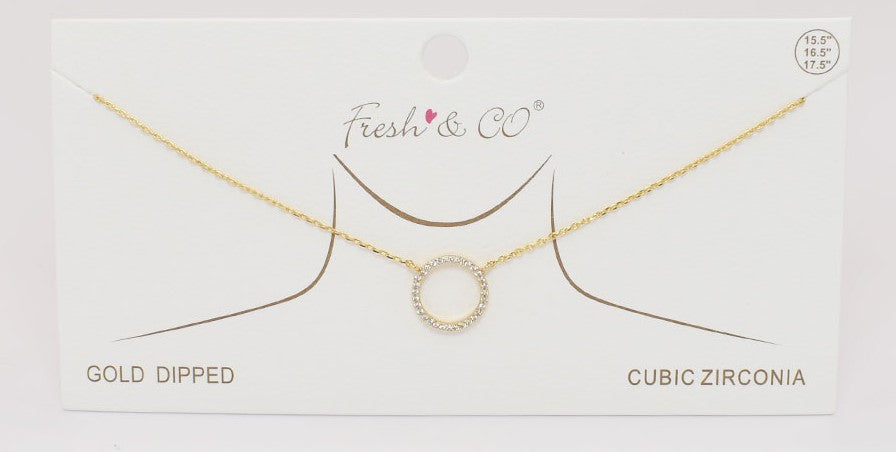 16" Necklace with CZ "O" Connector Pendant